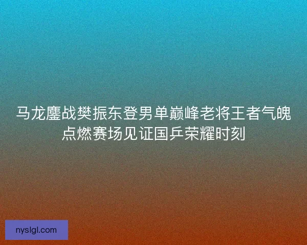 马龙鏖战樊振东登男单巅峰老将王者气魄点燃赛场见证国乒荣耀时刻