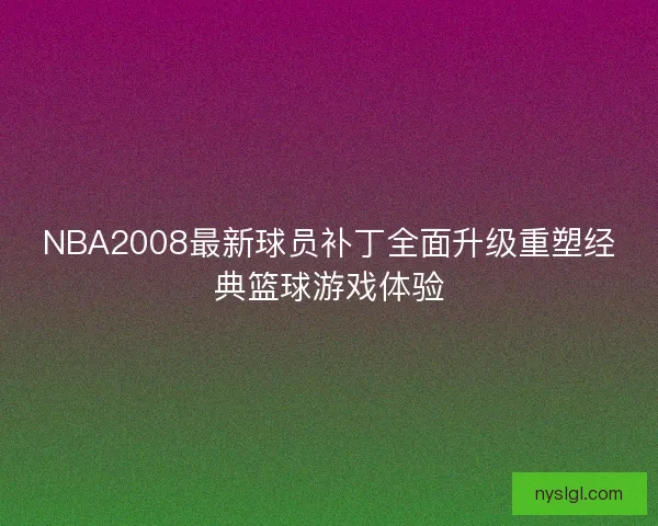 NBA2008最新球员补丁全面升级重塑经典篮球游戏体验